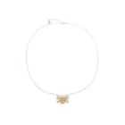 Liz Claiborne Long Bee Pendant Clear And Goldtone