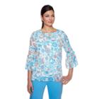 Lark Lane Je Taime 3/4 Sleeve Split Crew Neck Georgette Lined Blouse
