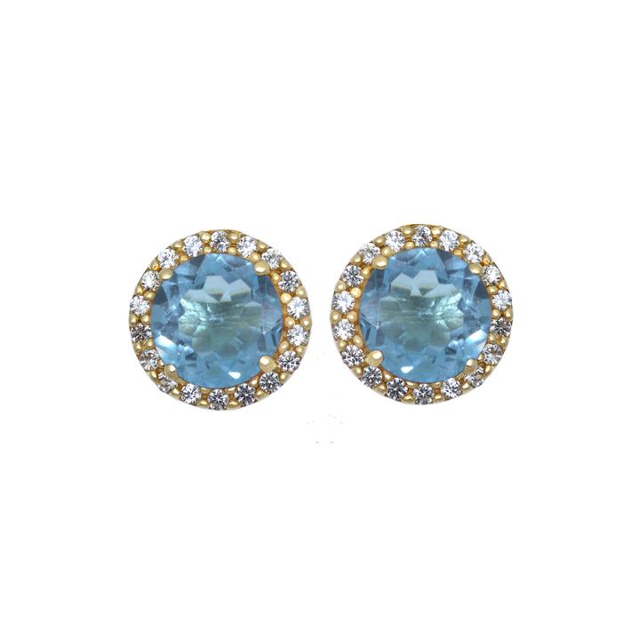 Lab-created Blue And White Sapphire Halo Earrings