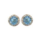 Lab-created Blue And White Sapphire Halo Earrings