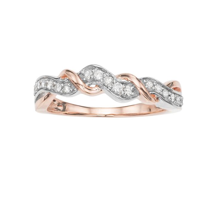 Womens 1/5 Ct. T.w. Genuine White Diamond 10k Gold Cocktail Ring