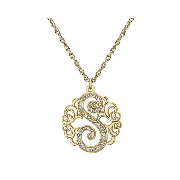 Personalized Diamond-accent 14k Gold Over Silver Initial Pendant Necklace