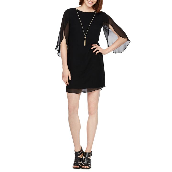 Msk Elbow Sleeve Shift Dress