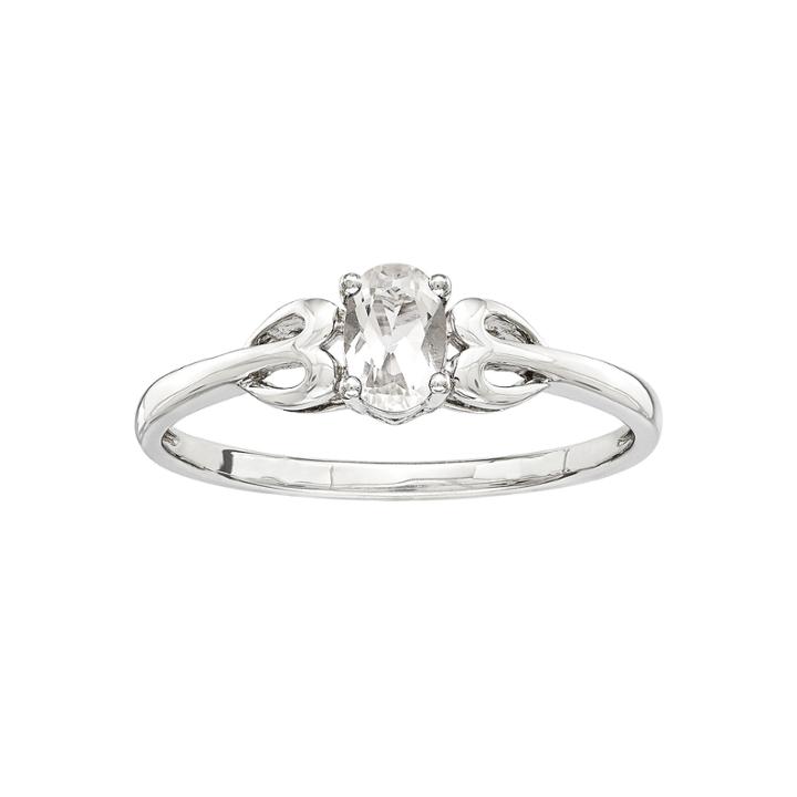 Womens White Topaz Sterling Silver Delicate Ring