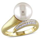 Cultured Freshwater Pearl & 1/10 Ct. T.w. Diamond 10k Yellow Gold Ring