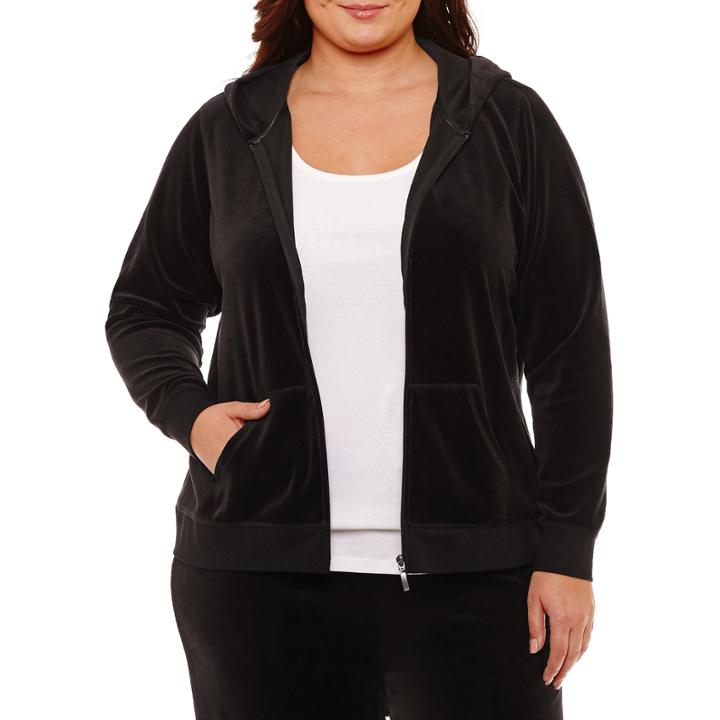 St. John's Bay Active Long Sleeve Velour Jacket-plus