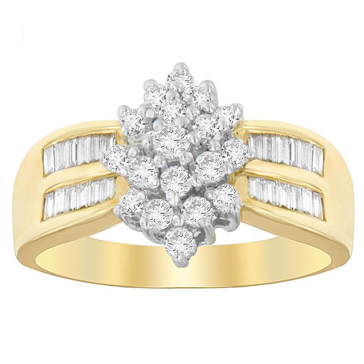 Womens 1 Ct. T.w. Diamond White 10k Gold Cocktail Ring