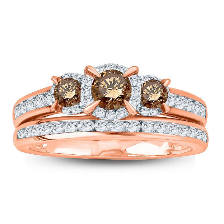 Womens 1 Ct. T.w. Multi Color Diamond 10k Gold Bridal Set