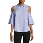 Worthington Cold Shoulder Button Frontshirt - Tall