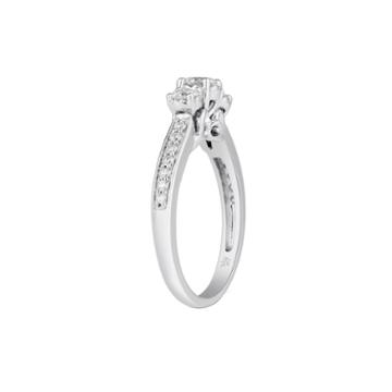 Hallmark Bridal Womens 3/4 Ct. T.w. Genuine Round White Diamond 10k Gold Engagement Ring