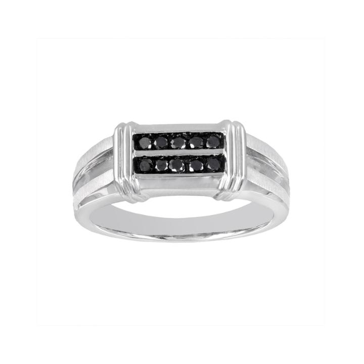 Mens 1/4 Ct. T.w. Color-enhanced Black Diamond 10k White Gold Ring