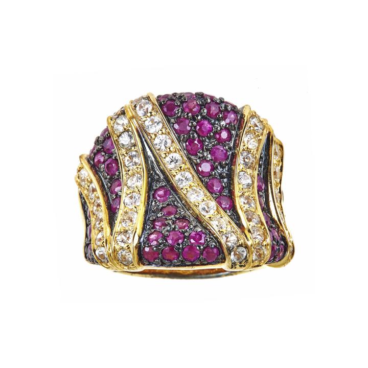 Limited Quantities Lead Glass-filled Hot Pink Ruby And Lab-created White Sapphire Ring