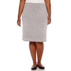 Liz Claiborne Gray Knit Pencil Skirt - Plus
