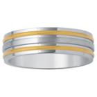 Mens 7mm Wedding Band In Two Tone Stainless Steel