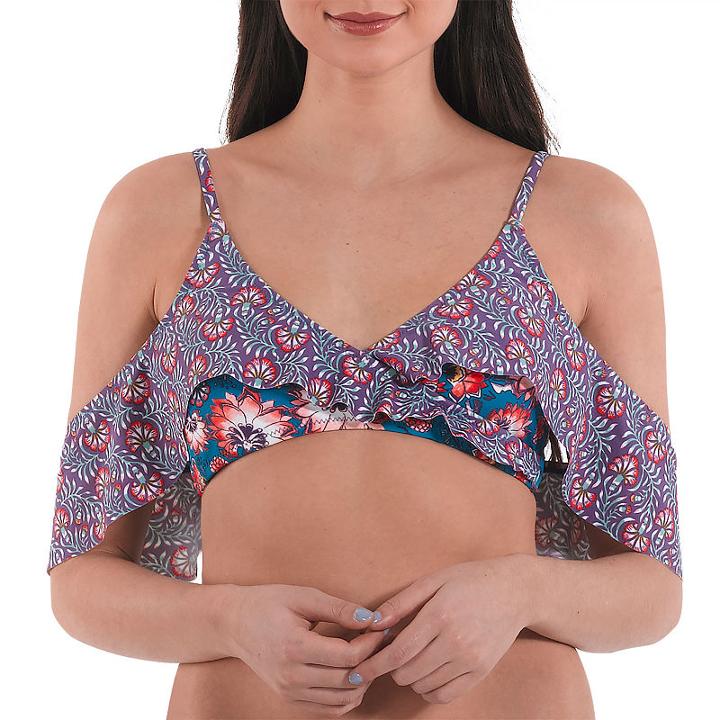 Wallflower Floral Flounce Swimsuit Top-juniors