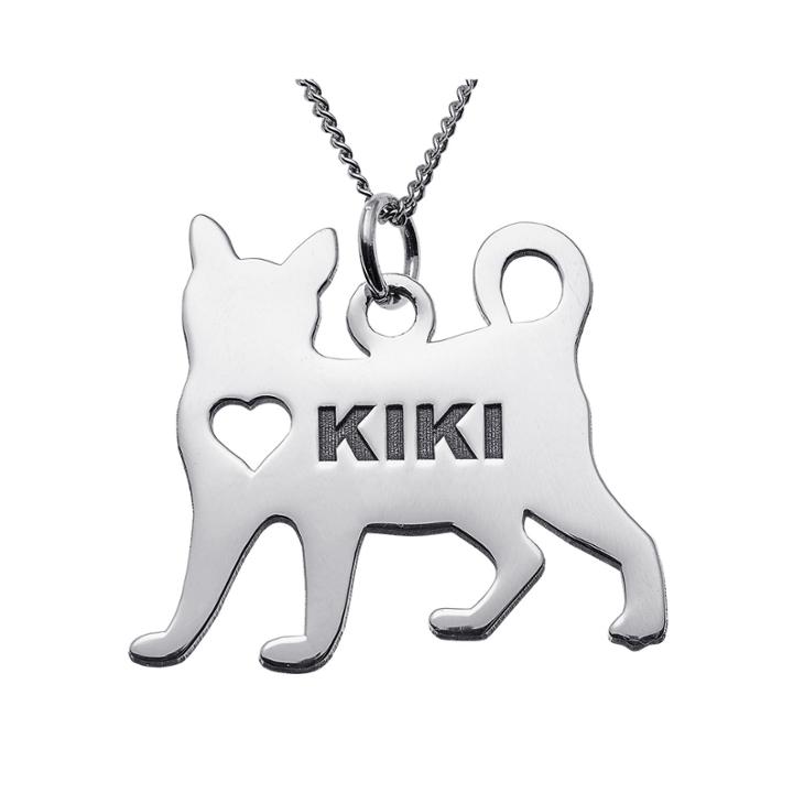 Personalized Standing Cat Sterling Silver Pendant Necklace