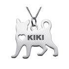 Personalized Standing Cat Sterling Silver Pendant Necklace