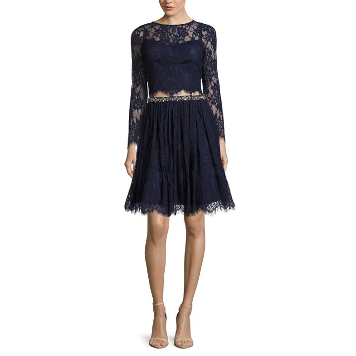 Love Reigns 2-pc. Long-sleeve Lace Top And Skirt Set - Juniors