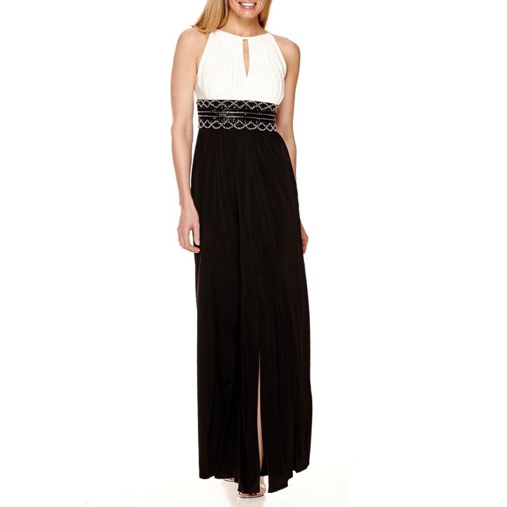 R & M Richards Beaded Formal Halter Gown