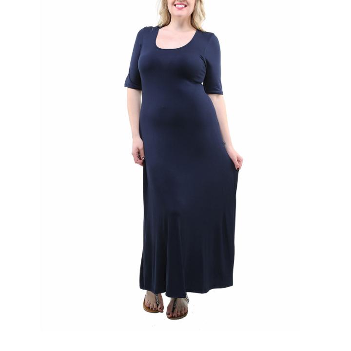 24/7 Comfort Apparel Solid Maxi Dress-plus