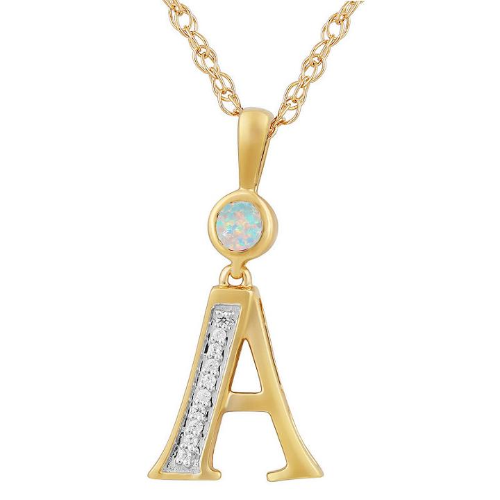 A Womens Lab Created White Opal 14k Gold Over Silver Pendant Necklace
