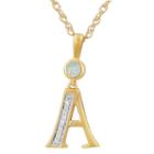 A Womens Lab Created White Opal 14k Gold Over Silver Pendant Necklace