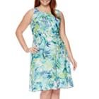 R & K Originals Sleeveless Floral Tie-waist Dress - Plus