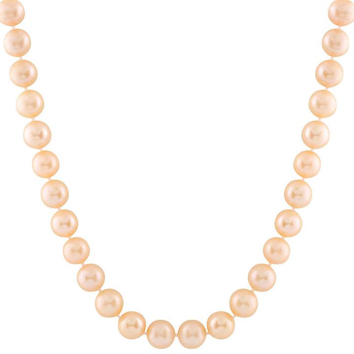 Splendid Pearls Womens 9mm Pink Cultured Freshwater Pearls 14k Gold Strand Necklace