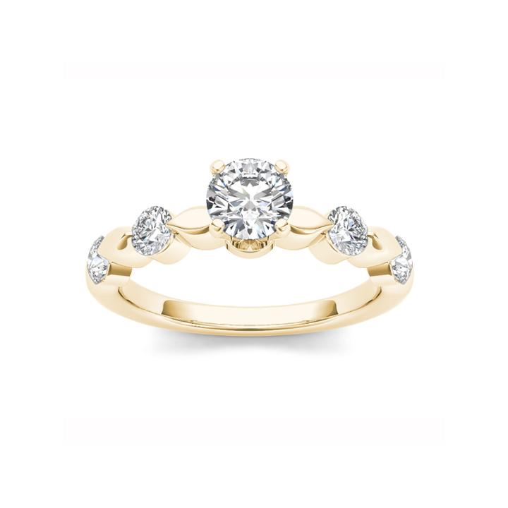Womens Genuine Round White Diamond 14k Gold Engagement Ring