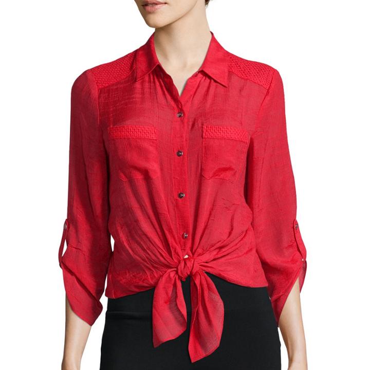Alyx 3/4-sleeve Gauze Solid Woven Top