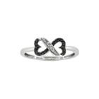 1/10 Ct. T.w. White And Color-enhanced Black Diamond Connected Heart Ring