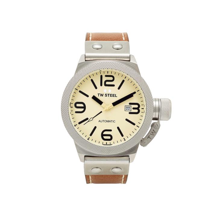 Tw Steel Mens Tan And Cream Canteen Strap Watch