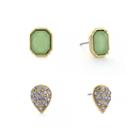 Nicole By Nicole Miller Green And Purple Stone 2-pr. Earring Set