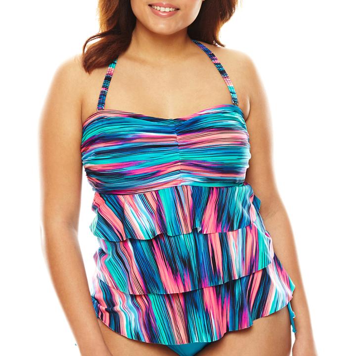 Pure Paradise Multi Stripe Ruffle Bandini Swim Top