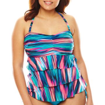 Pure Paradise Multi Stripe Ruffle Bandini Swim Top