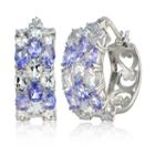 Fine Jewelery Blue Aquamarine Sterling Silver Hoop Earrings