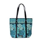 Waverly Blue Green Quilted Large Tote Bag