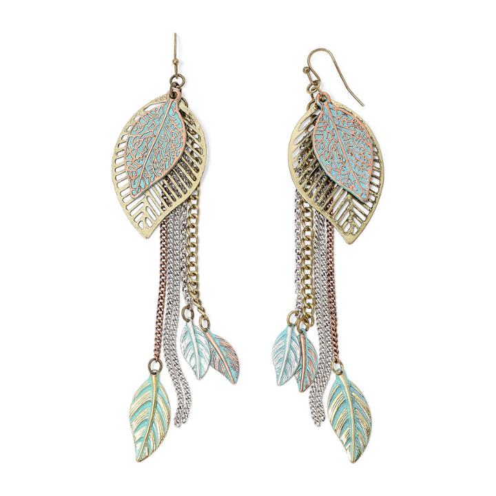 Arizona Open Leaf Chain Earrings