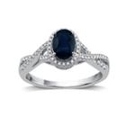 I Said Yes Womens 1/4 Ct. T.w. Oval Blue Sapphire Platinaire Engagement Ring