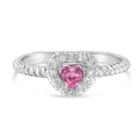 Womens 1/3 Ct. T.w. Color Enhanced Pink Sapphire Sterling Silver Halo Ring