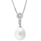 Cultured Freshwater Pearl And Genuine White Topaz Sterling Silver Pendant