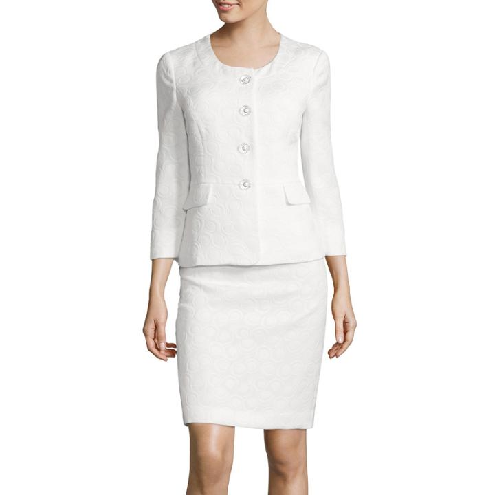 Le Suit Four-button Collarless Jacket And Skirt Suit