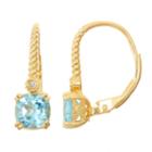 Genuine Swiss Blue Topaz & Diamond Accent 14k Gold Over Silver Earrings