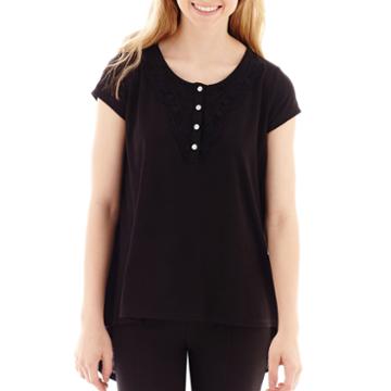 Olsenboye Short-sleeve Solid Knit High-low Tunic