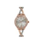 Worthington Ladies Rose Gold Tone Crystal Accent Bangle Watches