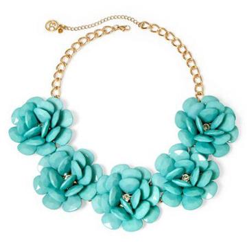 Mixit Gold-tone Mint 3d Flower Statement Necklace
