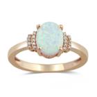 Womens Lab Created Opal White 10k Rose Gold Cocktail Ring