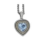 Shey Couture Genuine Swiss Blue Topaz Sterling Silver 14k Gold Heart Necklace