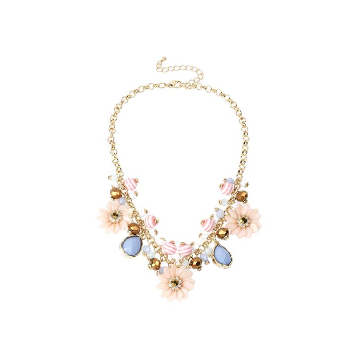 Mixit&trade; Gold-tone Pastel Flower Bead Frontal Necklace