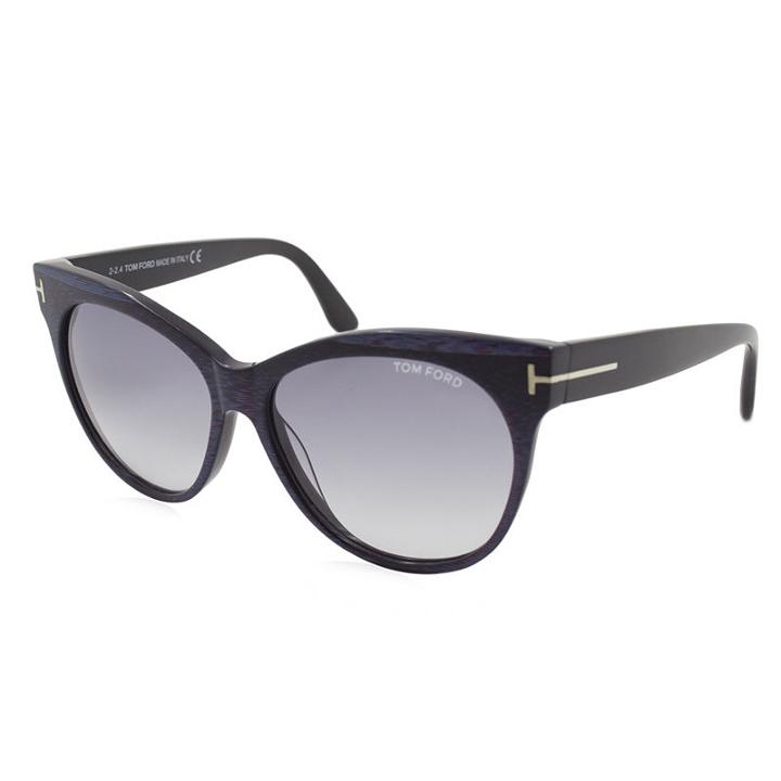 Tom Ford Sunglasses - Saskia / Frame: Irridescent Violet & Blue Pinstripe Lens: Gray Gradient